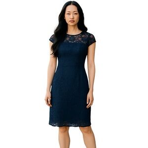 Zara Lace Cap Sleeve Dress Black Size Medium